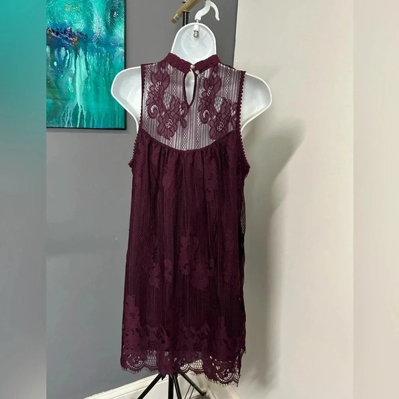 Mi a mi Women’s Small Burgundy Lace Dress Wedding High Neckline Coquette‎ Y2K - Picture 7 of 15
